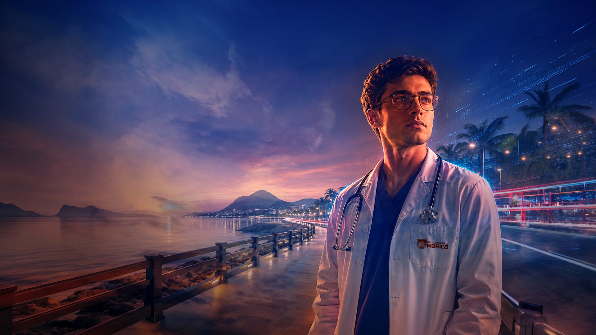 Estudante de Medicina na orla de Maricá, Faculdade de Maricá